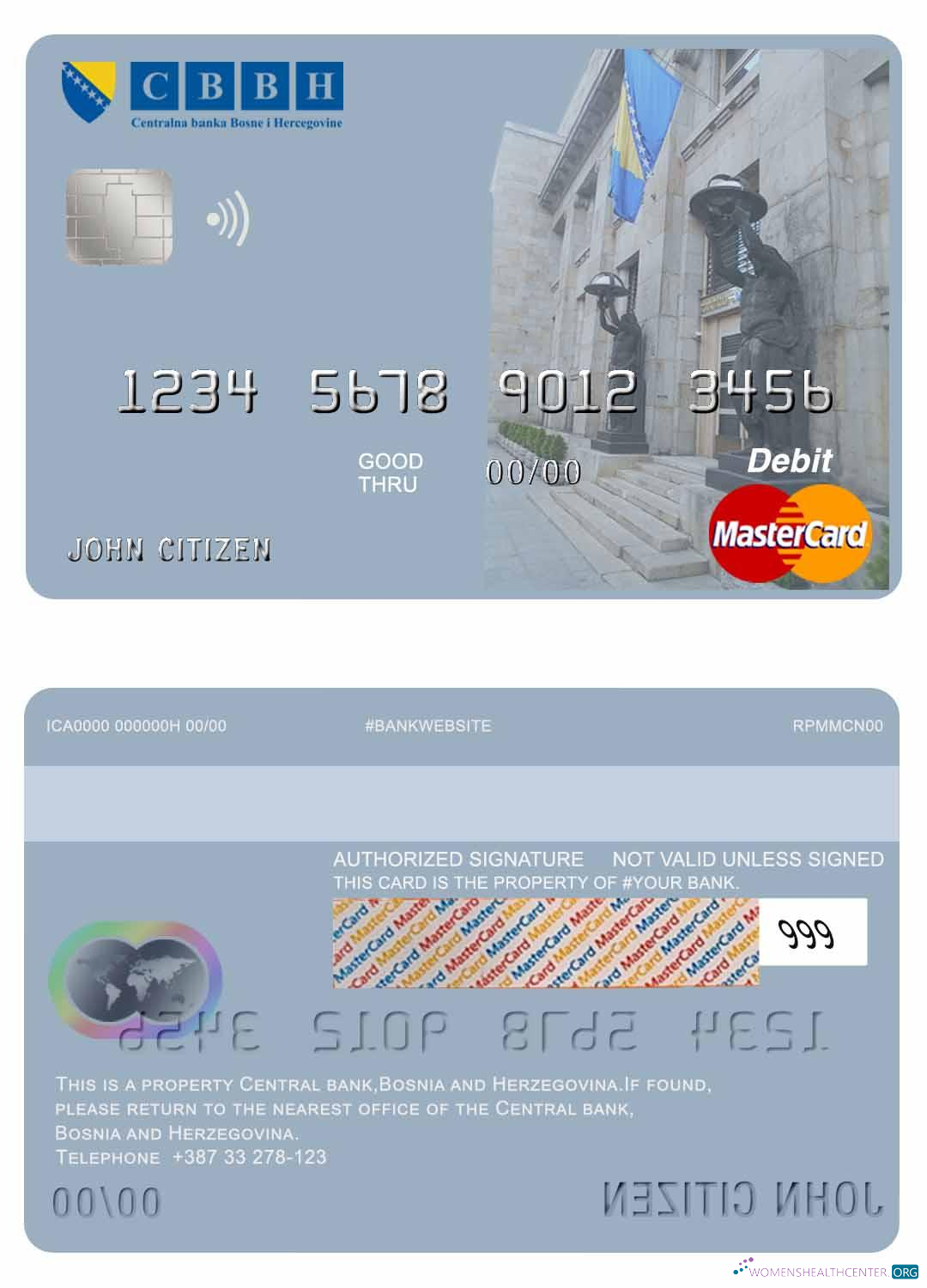 Download Bosnia and Herzegovina Central Bank mastercard Photoshop template